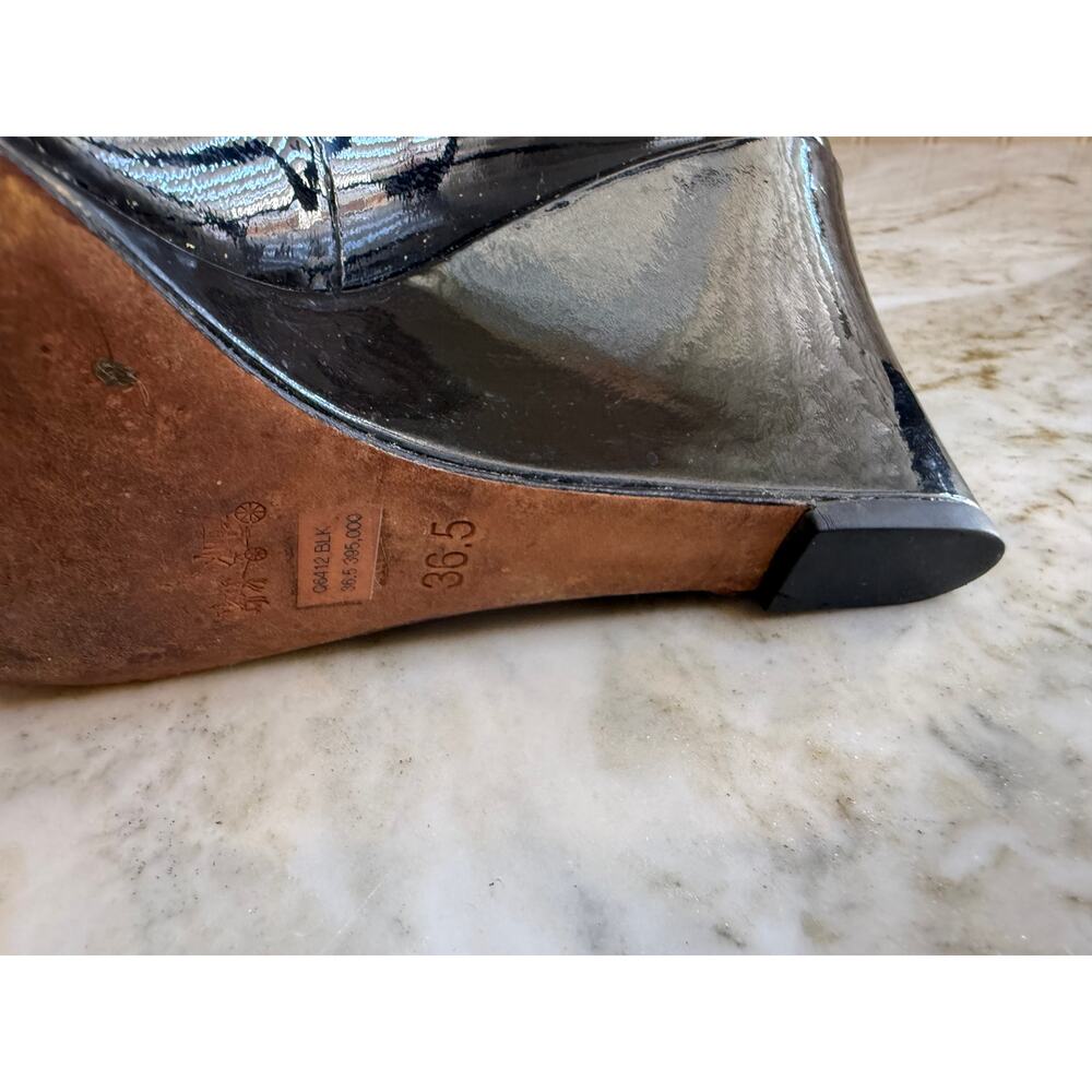 Coach Rileigh Wedge Heels Black Patent Leather 6.5 - Picture 8 of 8